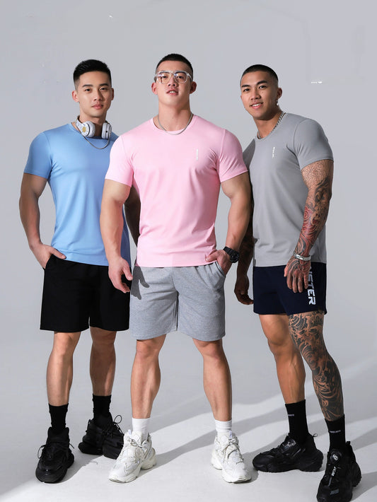 Mercerized short sleeve t-shirt men's ice summer clothes solid color base layer