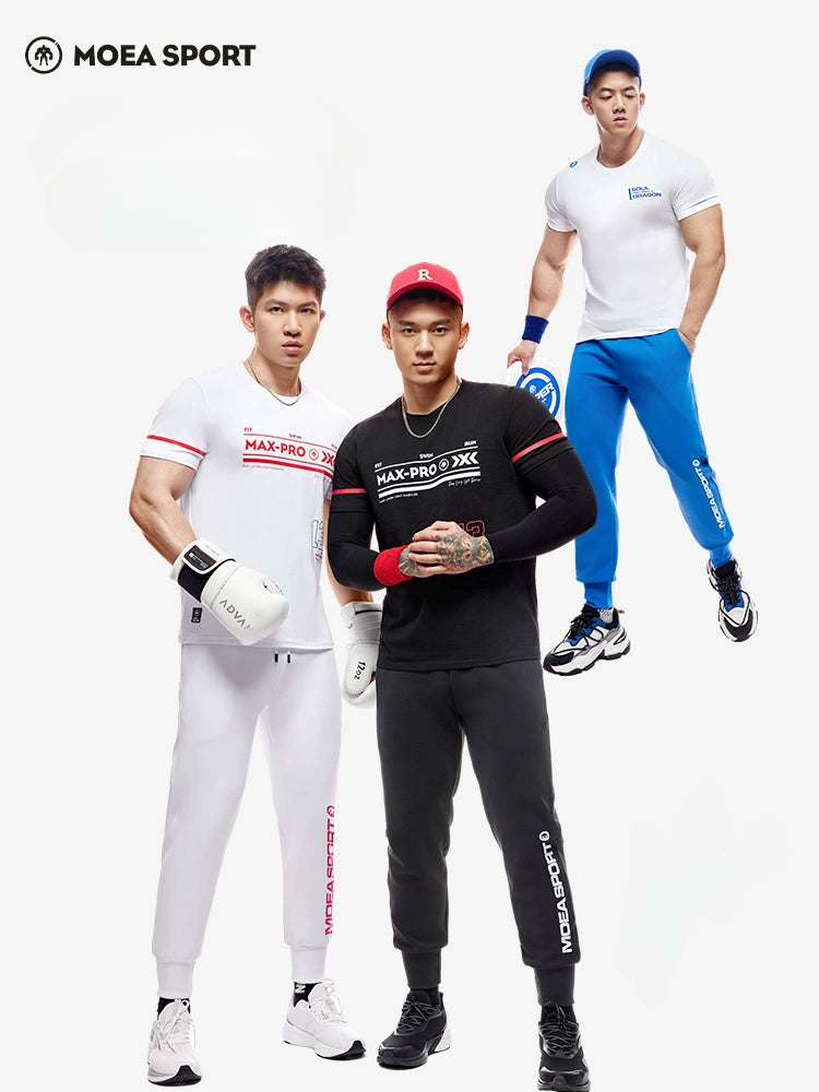 Men's spring and autumn plush fitness running long sports pants with bound feet