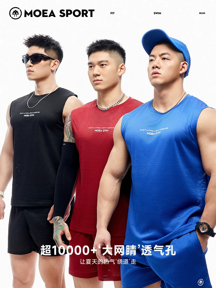 Men's professional sports mesh quick drying vest running sleeveless T-shirt