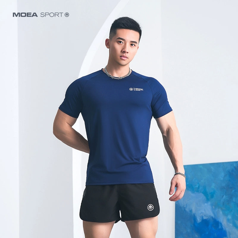 Breathable short sleeve men's summer American running professional sports fitness clothes moisture wicking mesh t-shirt