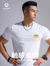 Summer New American Slim-fit Casual Shirt Men&#039;s Round Neck Training Short Sleeve