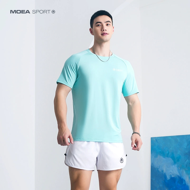 Breathable short sleeve men's summer American running professional sports fitness clothes moisture wicking mesh t-shirt