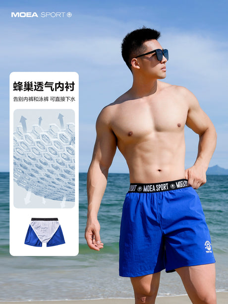 Quick drying sports shorts, men's loose and casual beach thin running, training, and fitness four/five pants