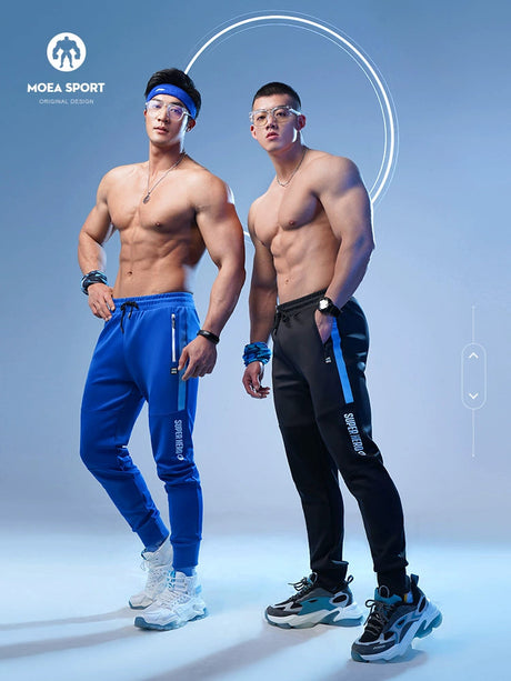 Slim fit sports pants spring and autumn style plush casual fitness running leggings for men's sanitary pants
