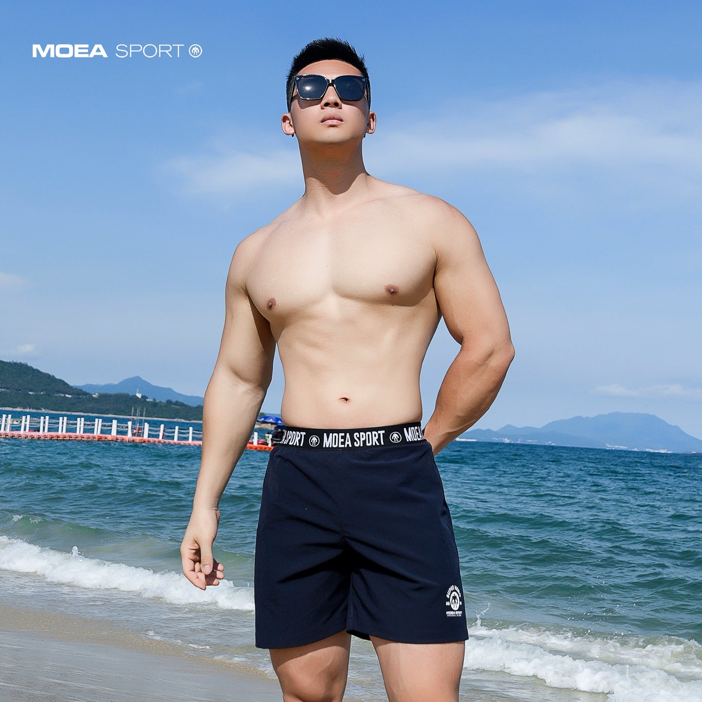 Quick drying sports shorts, men's loose and casual beach thin running, training, and fitness four/five pants