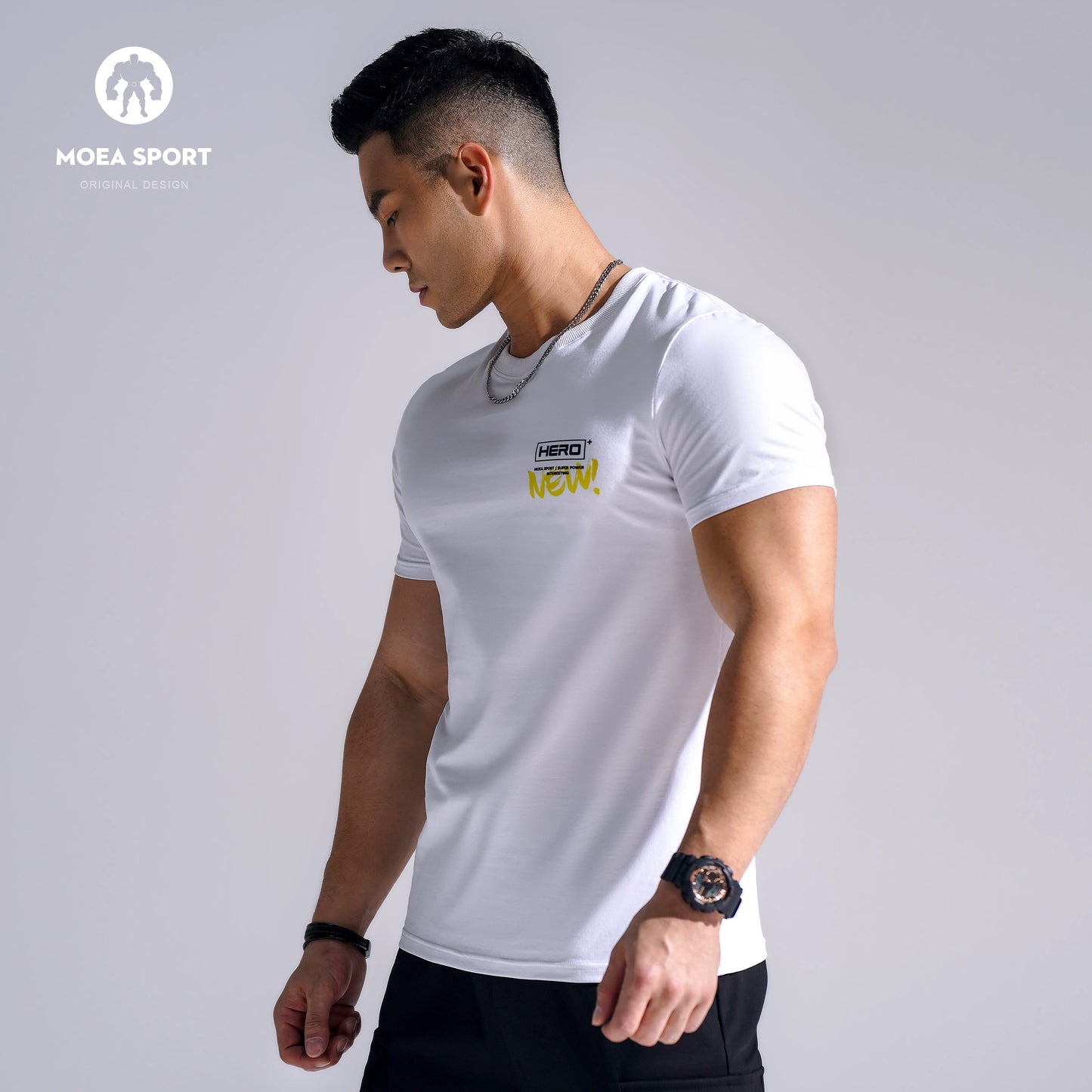 Summer New American Slim-fit Casual Shirt Men&#039;s Round Neck Training Short Sleeve