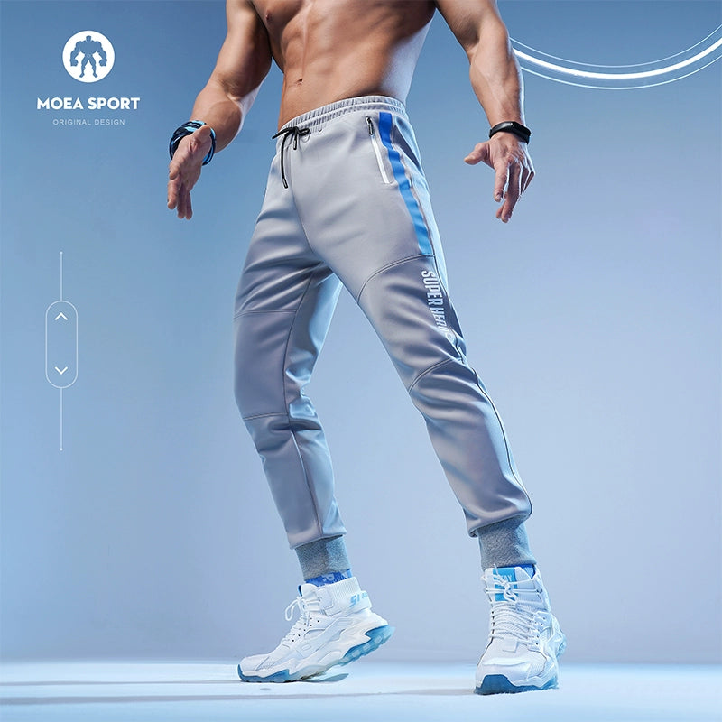 Slim fit sports pants spring and autumn style plush casual fitness running leggings for men's sanitary pants