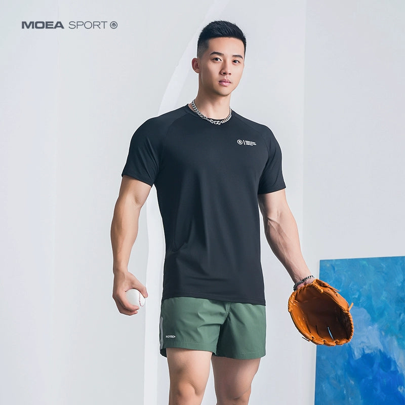 Breathable short sleeve men's summer American running professional sports fitness clothes moisture wicking mesh t-shirt