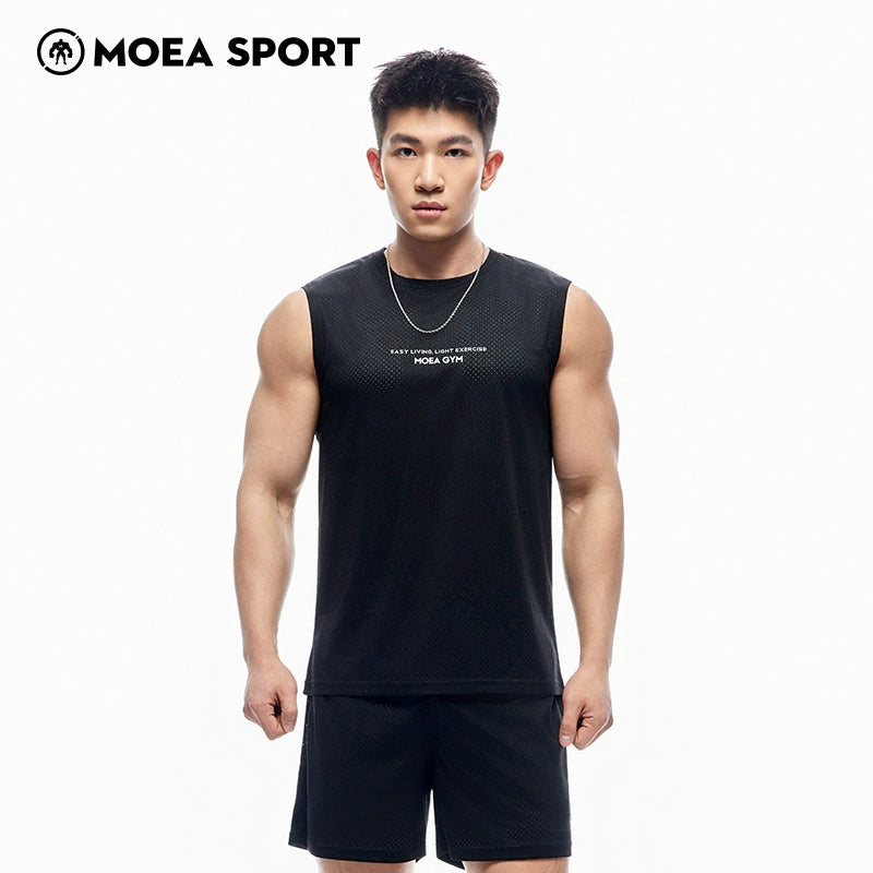 Men's professional sports mesh quick drying vest running sleeveless T-shirt