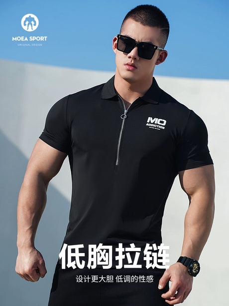 Cold Ice Silk Sports Polo Men's Summer Polo Collar Quick Drying Fitness T-shirt Coach Shirt Short Sleeve Paul Shirt