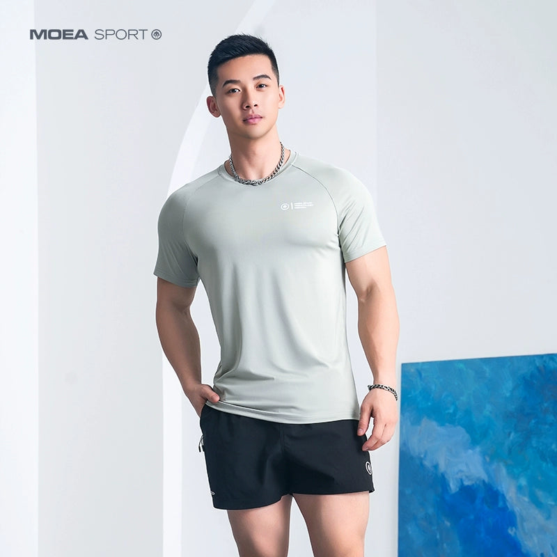 Breathable short sleeve men's summer American running professional sports fitness clothes moisture wicking mesh t-shirt