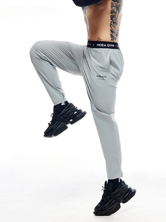 Ice silk quick-drying sports trousers men's elastic, breathable and light training fitness casual cold air-conditioned trousers